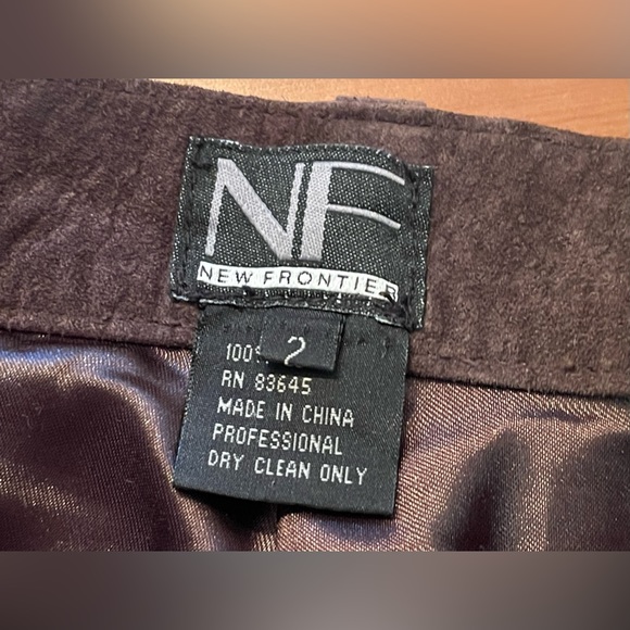 New Frontier Women's Dark Brown Suede Satin Lined Bootcut Pants Sz 2 - Picture 3 of 7